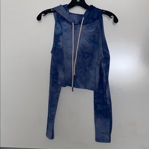 Blue tie dye cropped hoodie
